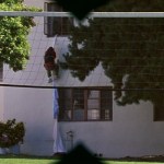 Bottle Rocket (1996) | Exiting window via rope made of sheets through tennis net | Binoculars shot | Director: Wes Anderson | Production Designer: David Wasco | Wes Anderson Production Design Porn